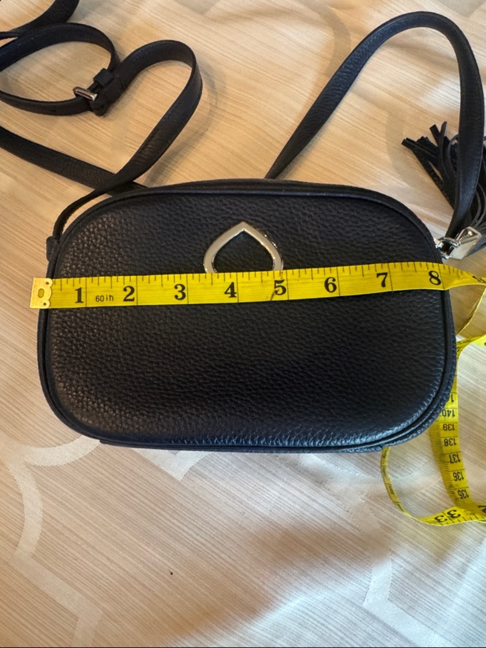 kate spade Navy Pebbled Leather Crossbody with Tassel Accent - Picture 5 of 9